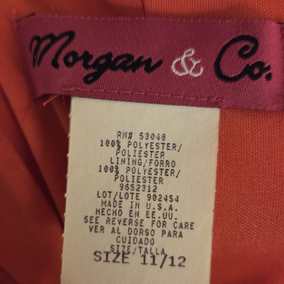 Vintage 80s 90s Y2k Maxi Dress Prom Homecoming Coral Pink Embellished Morgan Co. - Picture 3 of 8